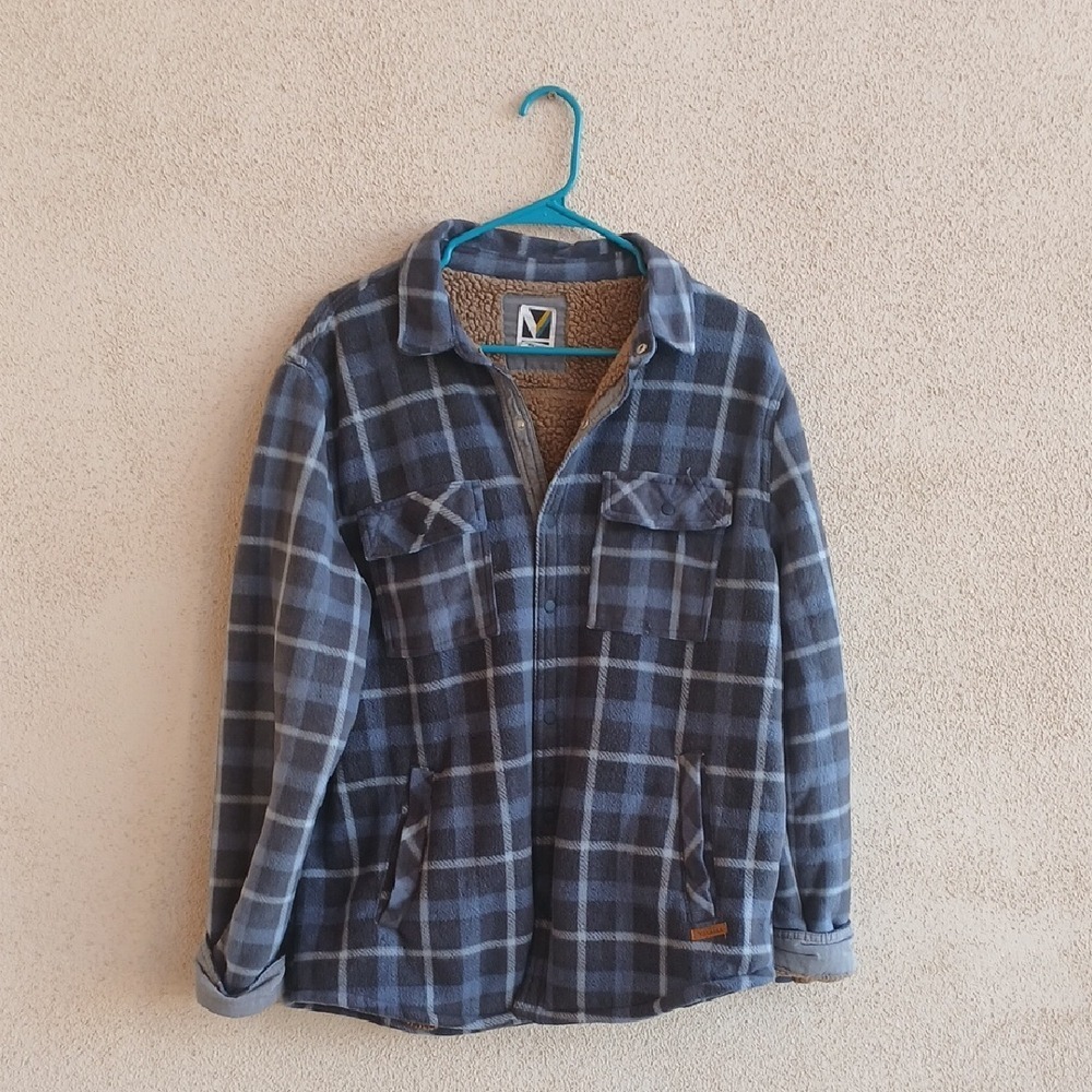 Fleece Blue Plaid Men's Jacket